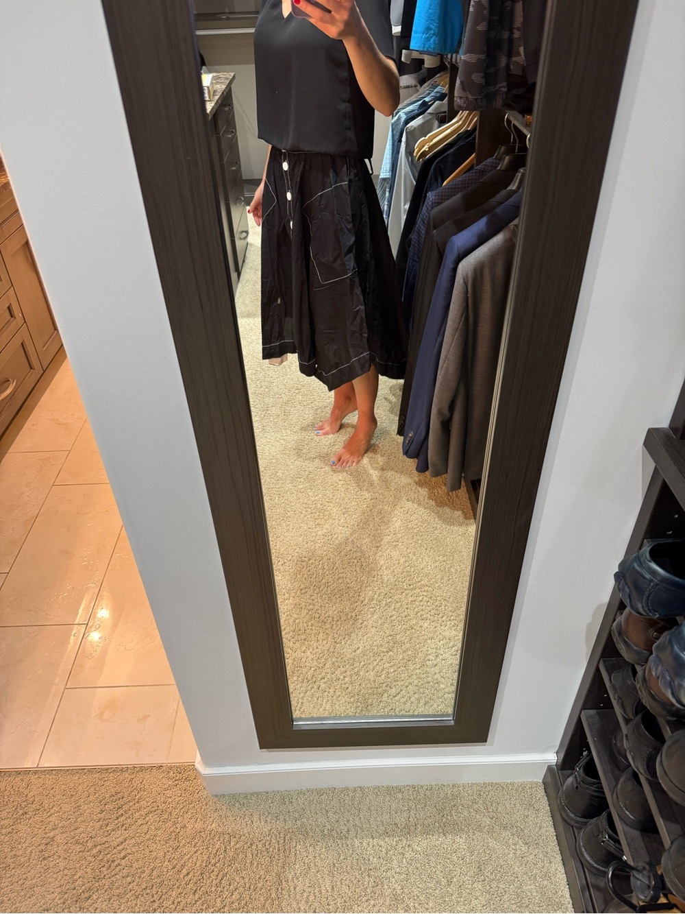 Tracy Reese Black Midi Skirt with Stitch Detail